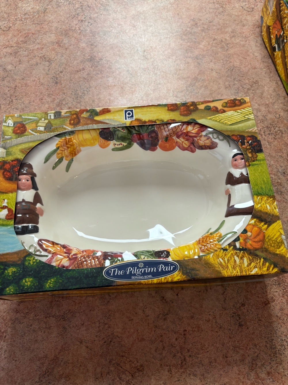 The pilgrim pair large serving bowl - thanksgiving- fall decor